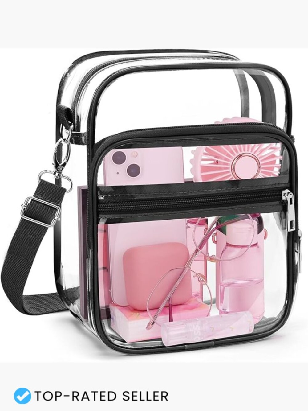 Clear Crossbody Bag Stadium Approved PVC Purse Adjustable Strap